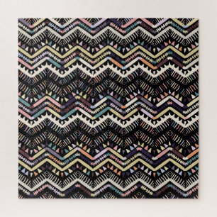 Ikat geometrische folklore, tribal Aztec patroon. Legpuzzel