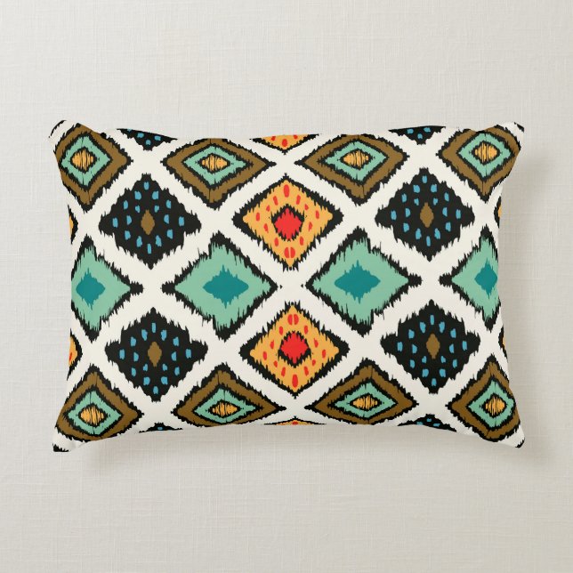 Ikat geometrische, folklore tribale textuur. accent kussen (Voorkant)