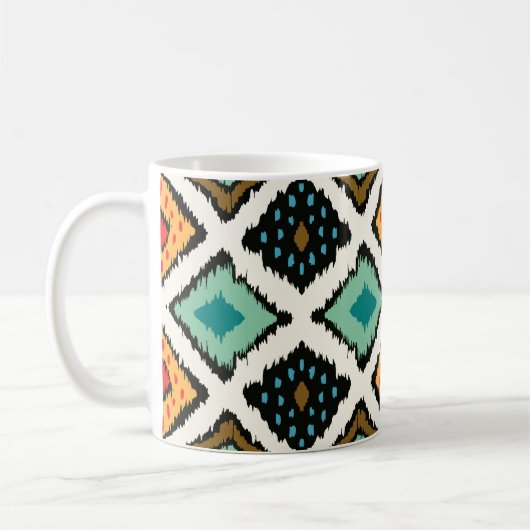 Ikat geometrische, folklore tribale textuur. koffiemok (Links)