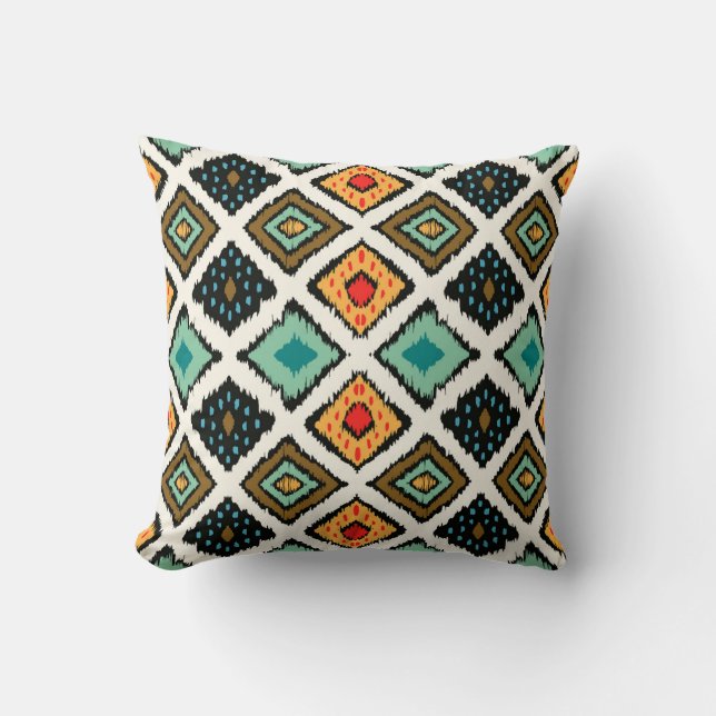 Ikat geometrische, folklore tribale textuur. kussen (Voorkant)