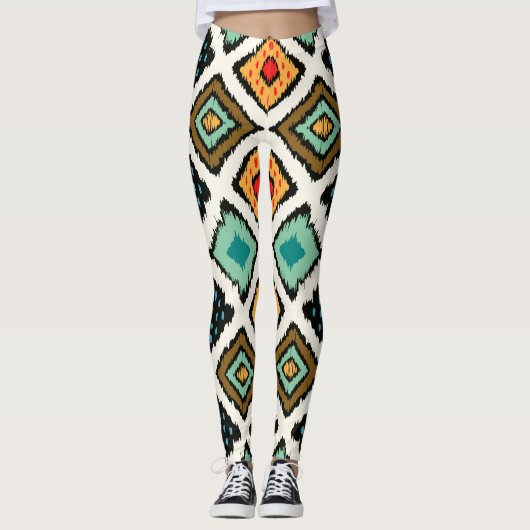 Ikat geometrische, folklore tribale textuur. leggings (Voorkant)