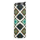 Ikat geometrische, folklore tribale textuur. thermosbeker (Gedraaid links)