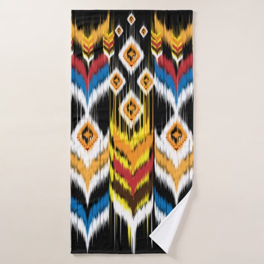 Ikat geometrische folklore-versiering. Tribale etn Badhanddoek (Badhanddoek)