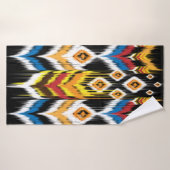 Ikat geometrische folklore-versiering. Tribale etn Badhanddoek (Badhanddoek)