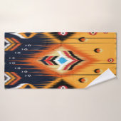 Ikat geometrische folklore-versiering. Tribale etn Badhanddoek (Badhanddoek)
