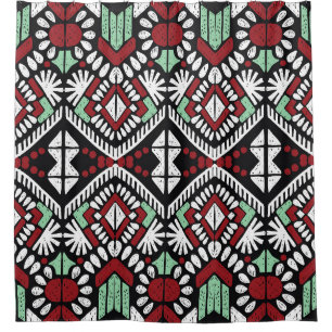 Ikat geometrische folklore-versiering. Tribale etn Douchegordijn