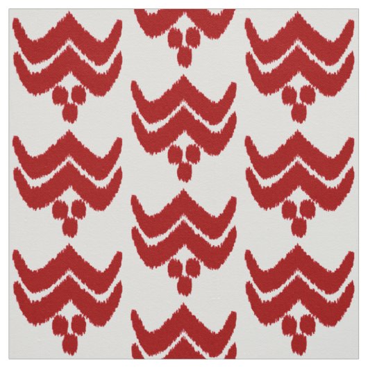Ikat gestileerde floraal - donkerrood en wit stof (Swatch)