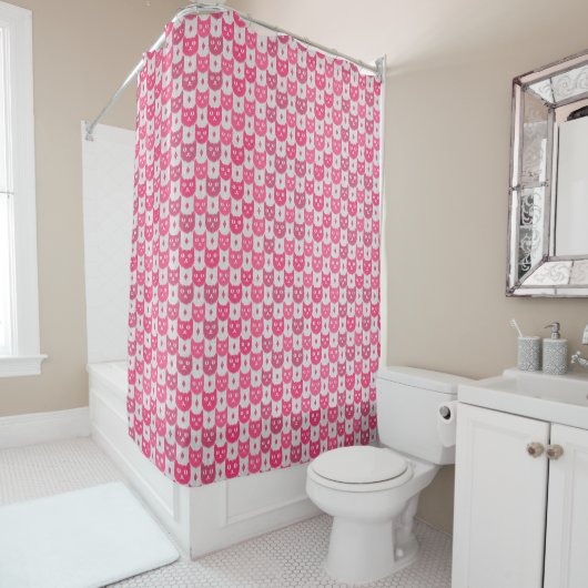 Ikat ikat roze patroon douchegordijn (In situ)