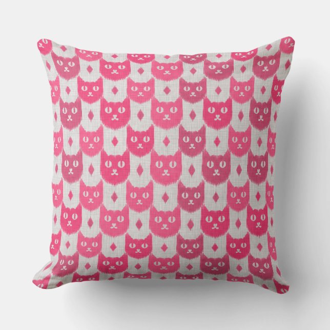 Ikat ikat roze patroon kussen (Voorkant)
