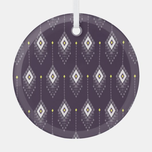 Ikat kroonluchterpatroon:  textielontwerp glas ornament (Voorkant)