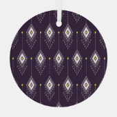 Ikat kroonluchterpatroon:  textielontwerp glas ornament (Achterkant)