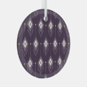 Ikat kroonluchterpatroon:  textielontwerp glas ornament (Voorkant Rechts)