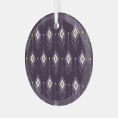 Ikat kroonluchterpatroon:  textielontwerp glas ornament (Voorkant links)