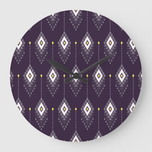 Ikat kroonluchterpatroon: textielontwerp grote klok (Voorkant)
