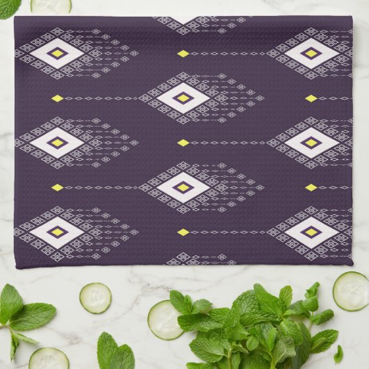 Ikat kroonluchterpatroon:  textielontwerp theedoek (Gevouwen)