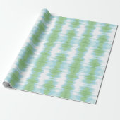 Ikat met glans in groen en aqua cadeaupapier (Uitgerold)
