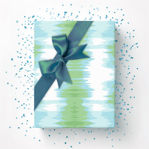 Ikat met glans in groen en aqua cadeaupapier