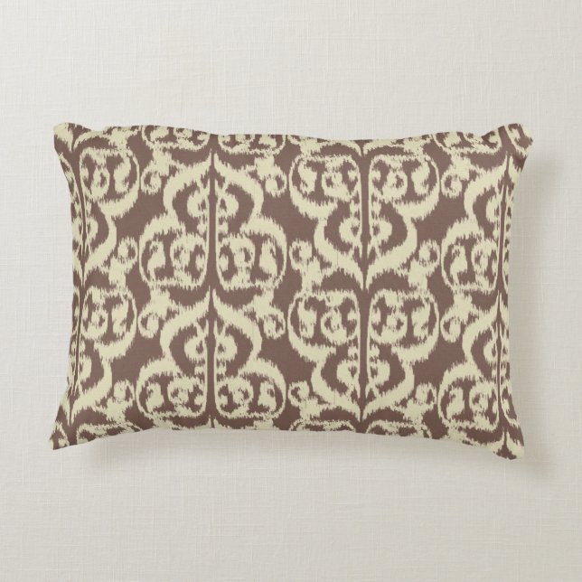 Ikat Moorish Damask - beige en taupe Accent Kussen (Achterkant)