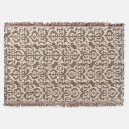Ikat Moorish Damask - beige en taupe Deken (Voorkant)