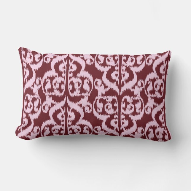 Ikat Moorish Damask - Bourgogne en roze Kussen (Voorkant)