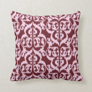 Ikat Moorish Damask - Bourgogne en roze Kussen