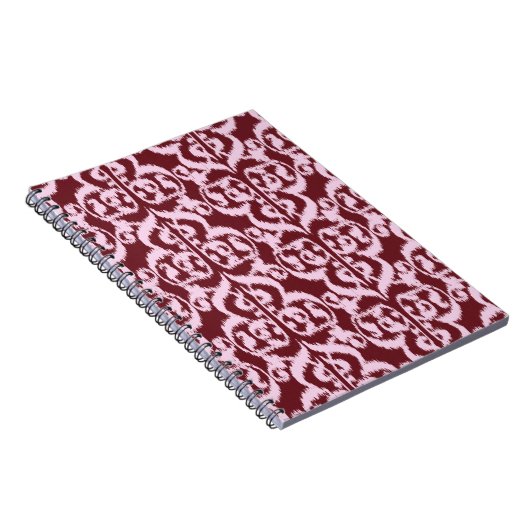 Ikat Moorish Damask - Bourgogne en roze Notitieboek (Rechterzijde)