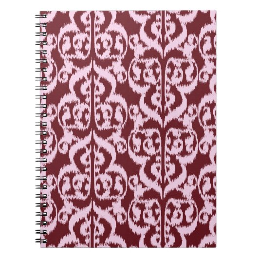 Ikat Moorish Damask - Bourgogne en roze Notitieboek (Voorkant)