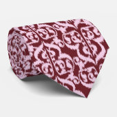 Ikat Moorish Damask - Bourgogne en roze Stropdas (Opgerold)
