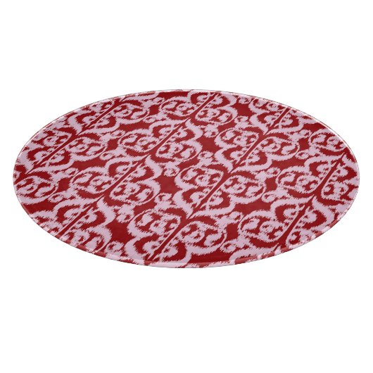 Ikat Moorish Damask - donkerrood en roze Snijplank (Hoek)