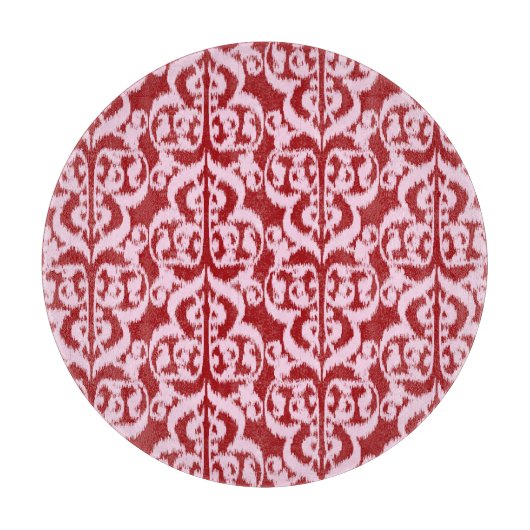 Ikat Moorish Damask - donkerrood en roze Snijplank (Voorkant)