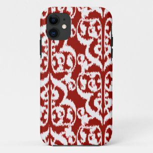 Ikat Moorish Damask - donkerrood en wit Case-Mate iPhone Case