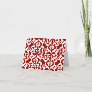 Ikat Moorish Damask - donkerrood en wit Feestdagen Kaart