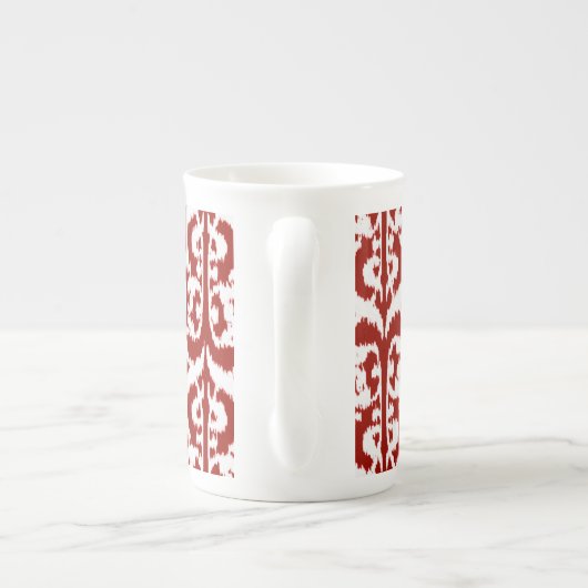 Ikat Moorish Damask - donkerrood en wit Porselein Kop (Achterkant)