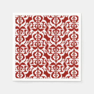 Ikat Moorish Damask - donkerrood en wit Servet