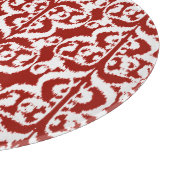 Ikat Moorish Damask - donkerrood en wit Snijplank (Hoek)