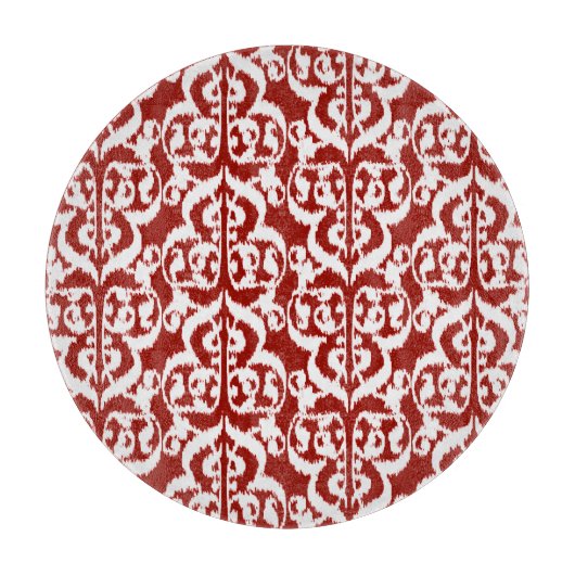 Ikat Moorish Damask - donkerrood en wit Snijplank (Voorkant)