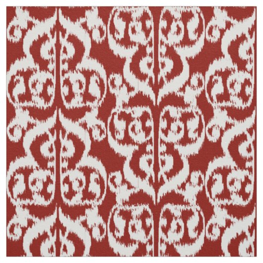 Ikat Moorish Damask - donkerrood en wit Stof (Swatch)