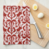Ikat Moorish Damask - donkerrood en wit Theedoek (Quarter Fold)