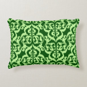 Ikat Moorish Damask - groen voor dennenhout en ner Decoratief Kussen