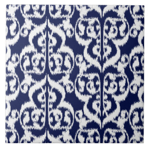 Ikat Moorish Damask - indigo en white Tegeltje
