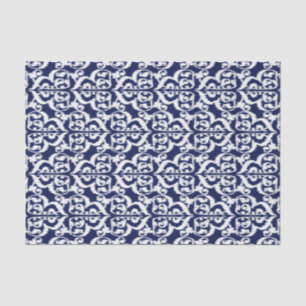 Ikat Moorish Damask - indigo en white Tissuepapier