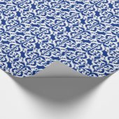 Ikat Moorish Damask - kobalt blauw en wit Cadeaupapier (Hoek)