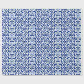 Ikat Moorish Damask - kobalt blauw en wit Cadeaupapier (Vlak)