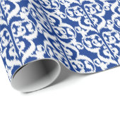 Ikat Moorish Damask - kobalt blauw en wit Cadeaupapier (Rol Hoek)