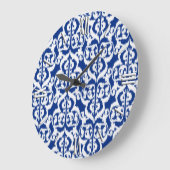 Ikat Moorish Damask - kobalt blauw en wit Grote Klok (Hoek)