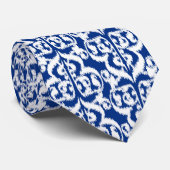 Ikat Moorish Damask - kobalt blauw en wit Stropdas (Opgerold)