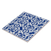 Ikat Moorish Damask - kobalt blauw en wit Tegeltje (Zijkant)