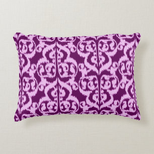Ikat Moorish Damask - paars en orchidee Accent Kussen