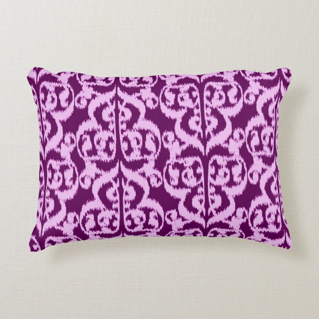 Ikat Moorish Damask - paars en orchidee Accent Kussen (Voorkant)