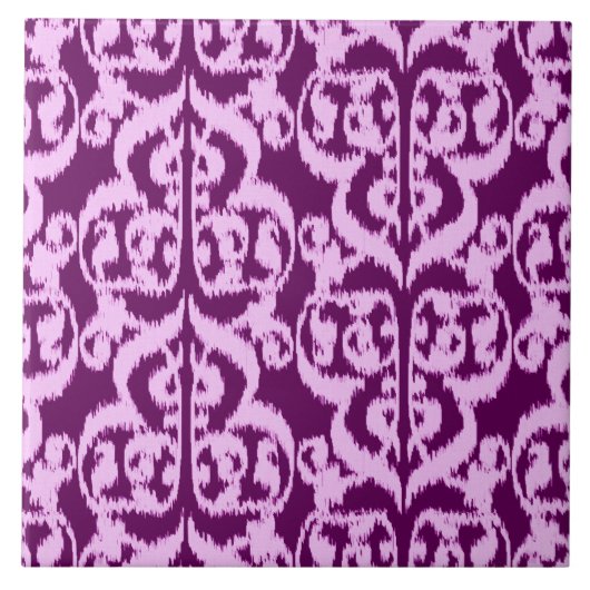 Ikat Moorish Damask - paars en orchidee Tegeltje (Voorkant)